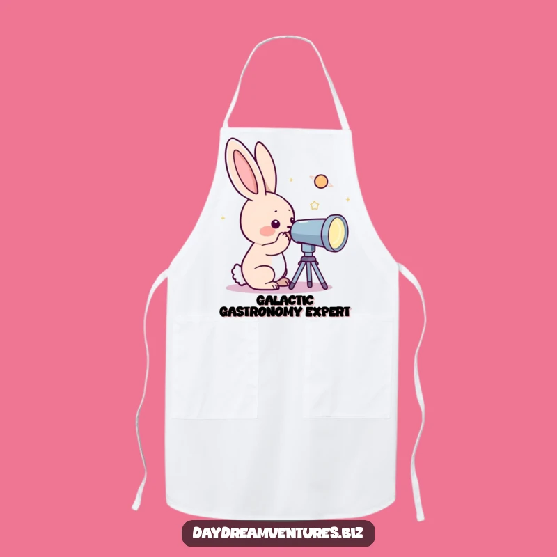 Funny Rabbit Telescope Apron: Cook Up Stellar Adventures