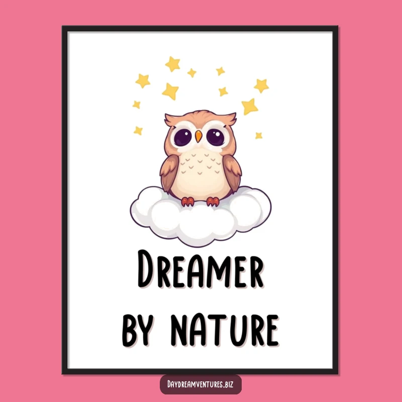 Funny Owl Digital Art: Cute Star Gazer Print, Perfect Funny Gift Decor