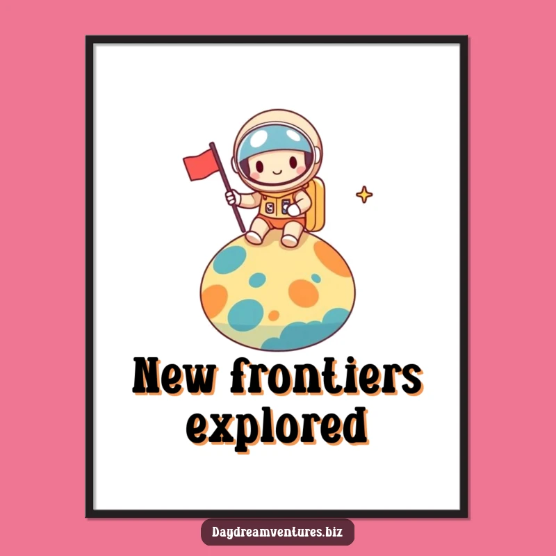 Funny Space Explorer Digital Art: Planet Pioneer Print Gift