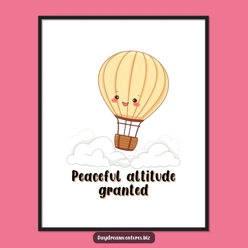 Funny Hot Air Balloon Digital Art: Peaceful Clouds Print Gift