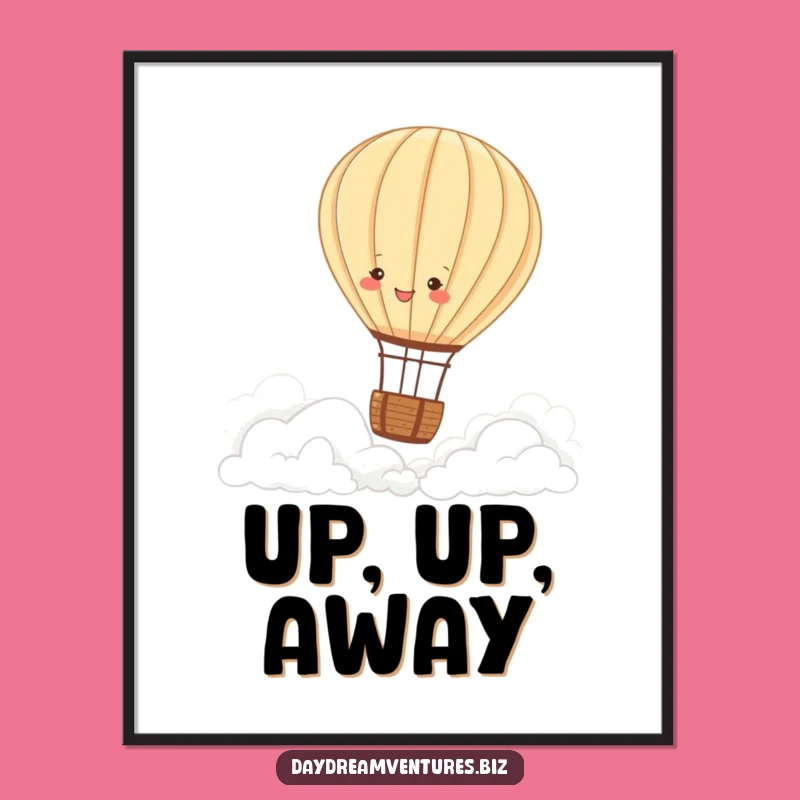 Funny Hot Air Balloon Poster: Peaceful Sky Art Print Gift