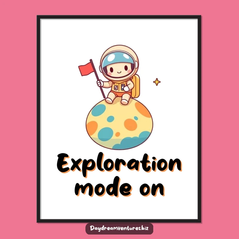 Funny Space Explorer Poster: Colorful Planet Discovery Art Gift