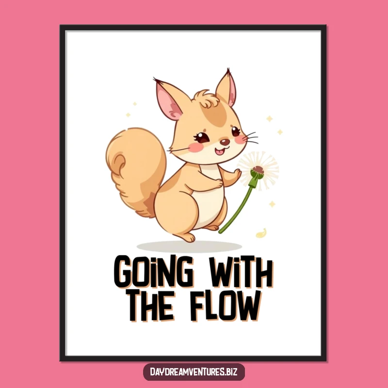 Funny Squirrel Dandelion Ride Poster: Whimsical Decor for Any Space