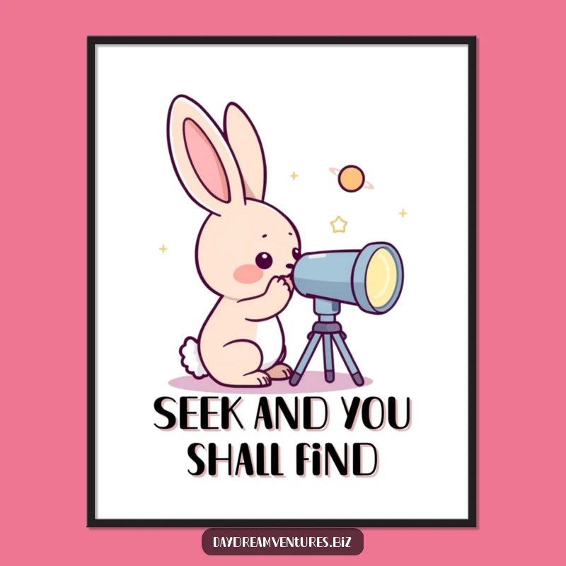 Funny Rabbit Telescope Poster: Celestial Art for Curious Souls