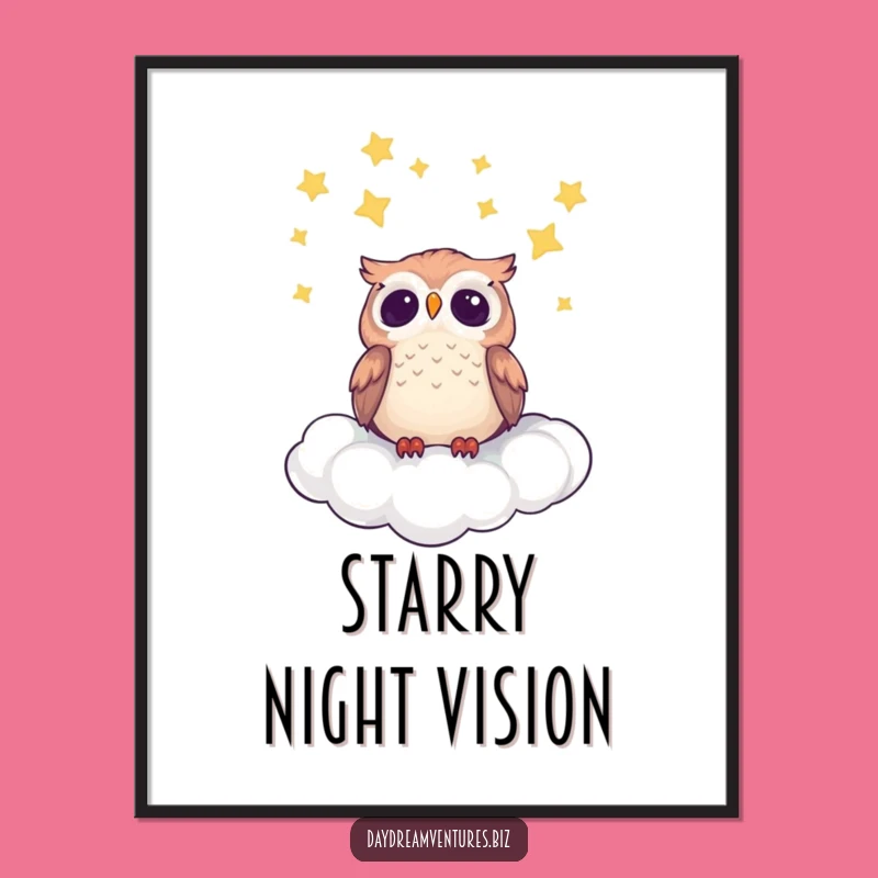 Funny Owl Star Poster: Cute Celestial Art, Ideal Funny Gift Decor