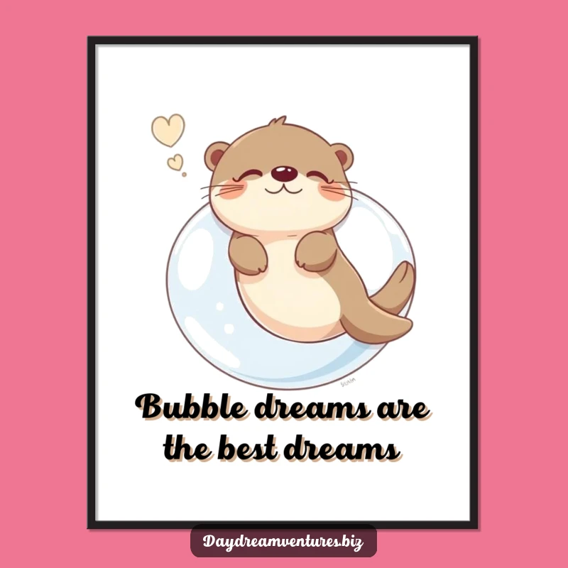 Free Printable Wall Art: Funny Otter Bubble Dream, Whimsical Downloadable Decor