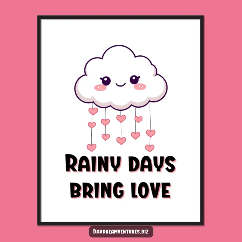 Free Printable Wall Art: Playful Cloud Raining Sparkling Hearts Decor