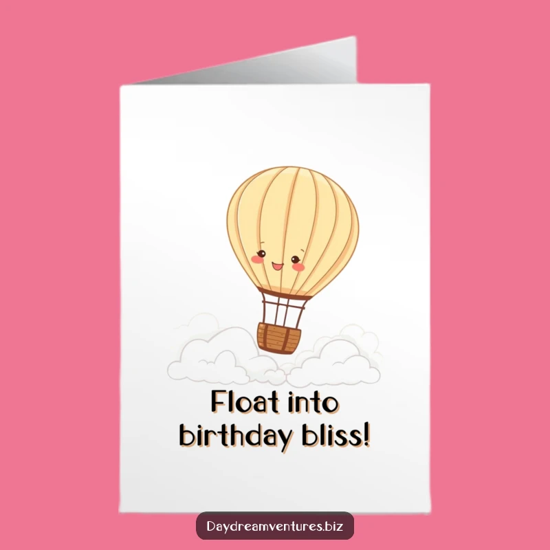 Free Printable Birthday Card: Joyful Hot Air Balloon Floating Through Clouds