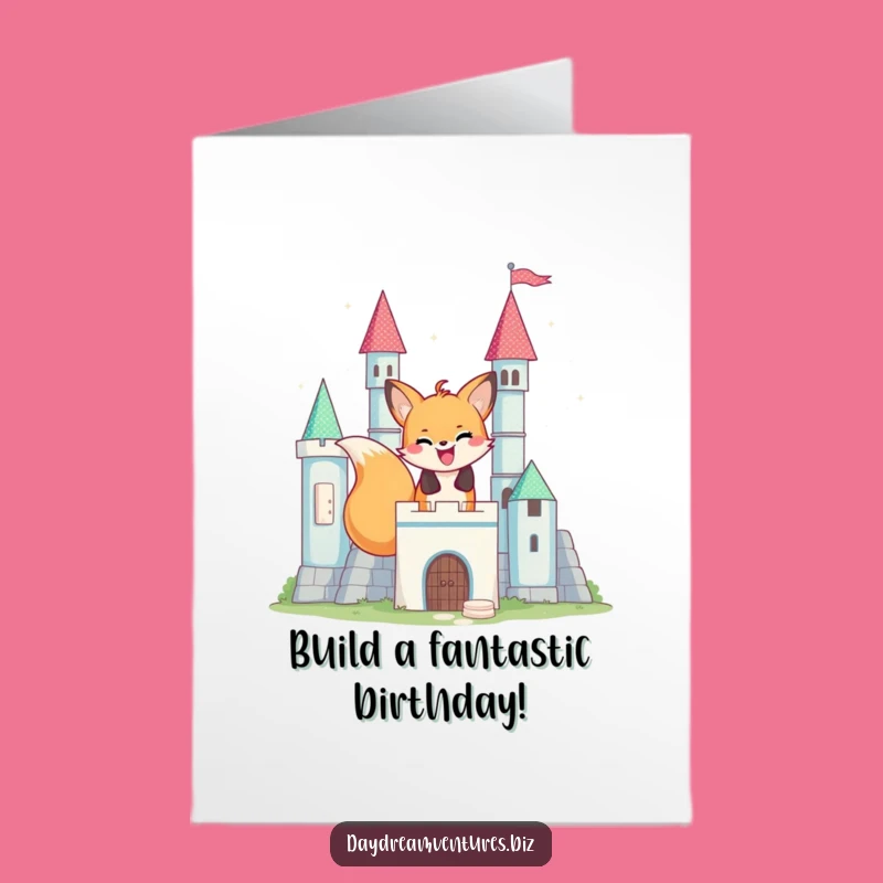 Free Printable Birthday Card: Fox's Castle Creation, Fun Downloadable Gift