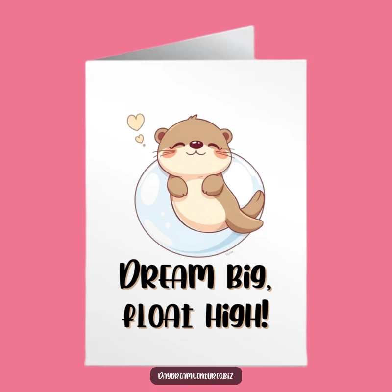 Free Printable Birthday Card: Funny Otter in Bubble Dream, Downloadable Fun Gift