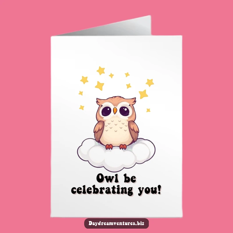 Free Printable Owl Birthday Card: Funny Star Gazer Design for a Magical Downloadable Gift