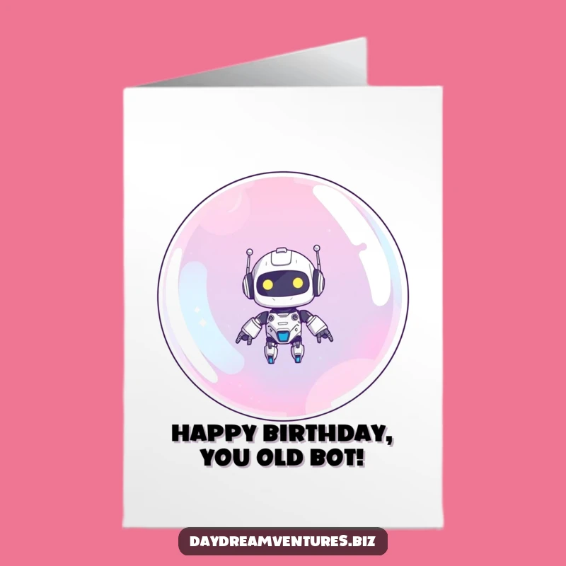 Free Printable Birthday Card: Cute Robot Bubble Float, Whimsical Downloadable Gift