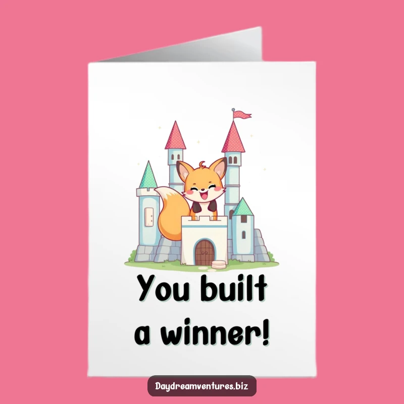 Free Printable Congrats Card: Fox's Shimmering Castle, Creative Downloadable Success