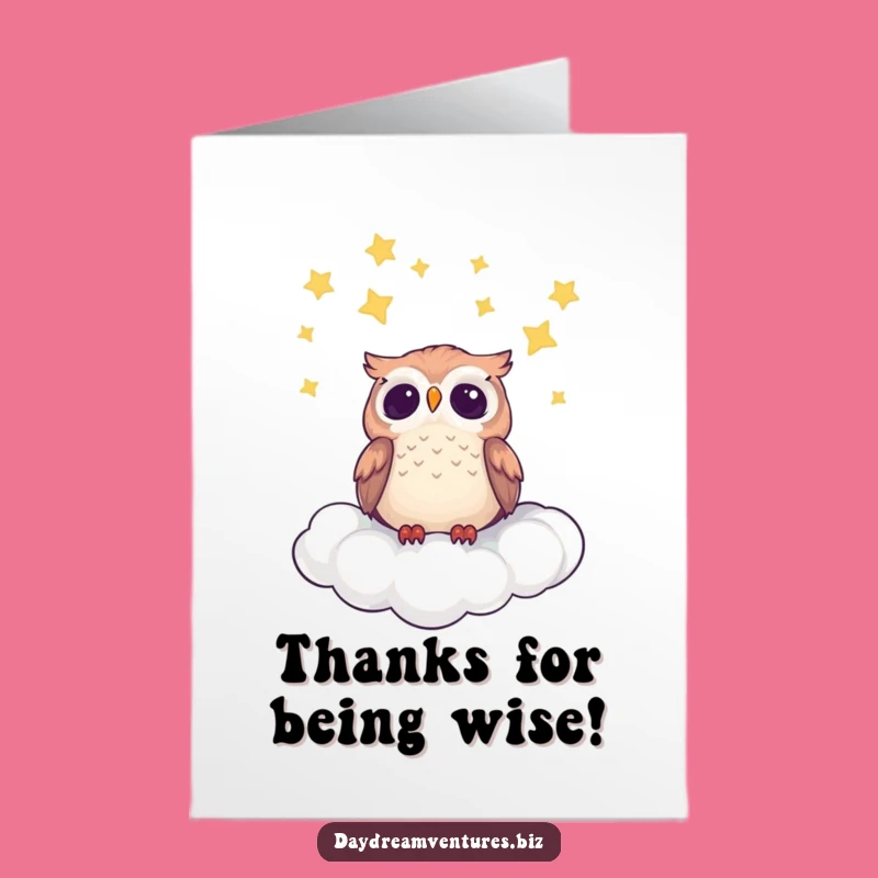 Free Printable Owl Thank You Card: Funny Star Gazer for a Grateful Downloadable Gift