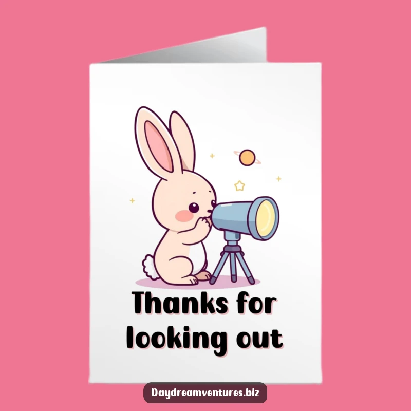 Free Printable Thank You Card: Rabbit's Telescope View, Grateful Downloadable Gift